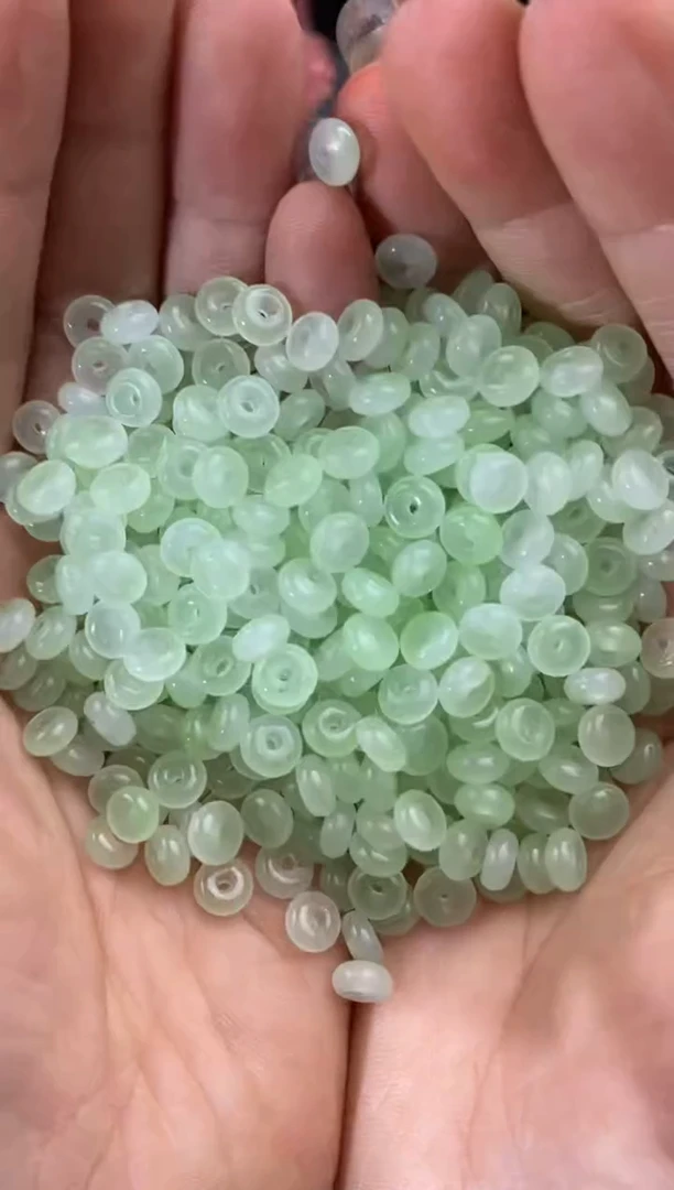 玻璃2525卡6算盘珠果绿色150颗