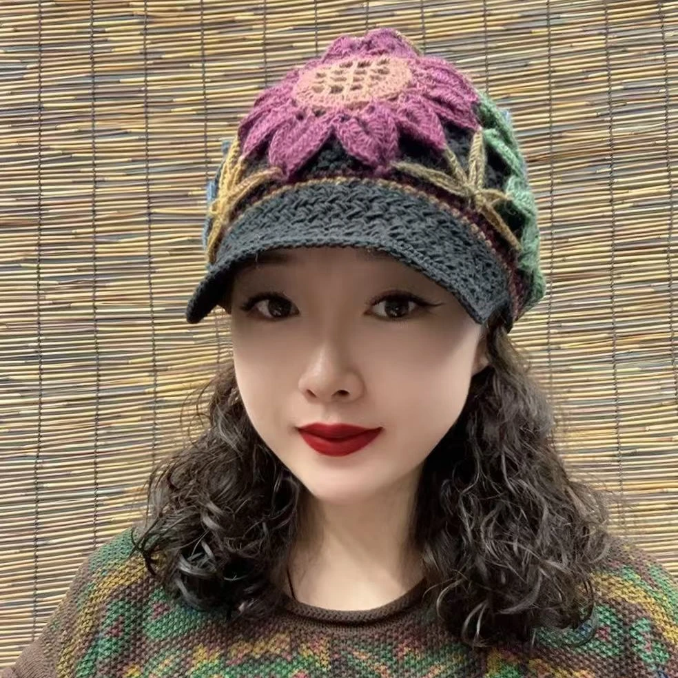 双面太阳花鸭舌帽（同色系发货）