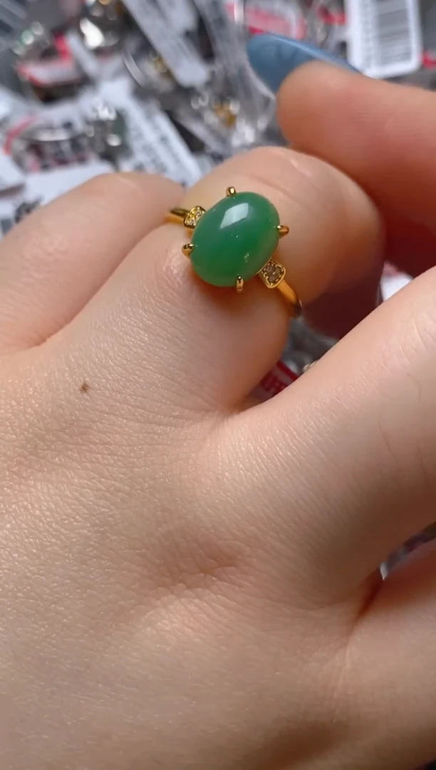 银S925镶嵌戒指翡翠百内无证书
