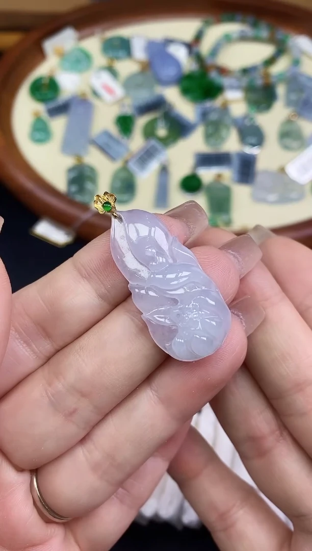 吊坠(不含链)18K金镶嵌翡翠佛公18K金扣镶嵌@@CMT