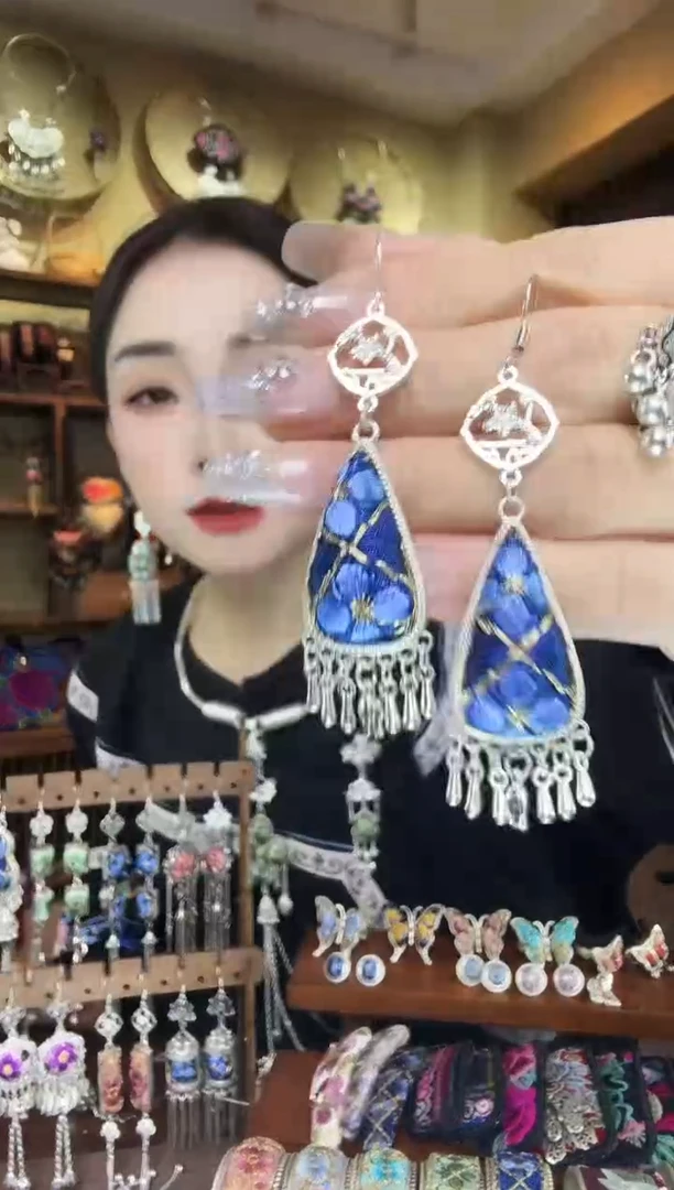 刺绣非遗刺绣民族风耳环
