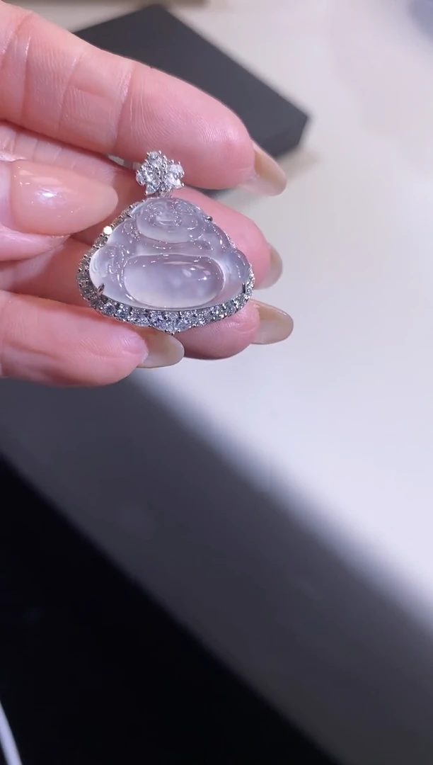 吊坠(不含链)18K金镶嵌翡翠佛公
