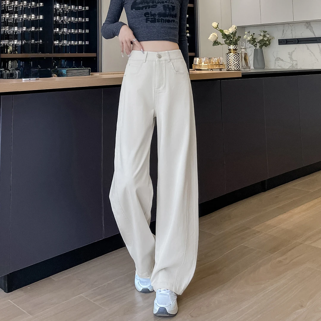 莱赛尔弯刀阔腿裤女春秋2025新款高腰宽松显瘦垂感直筒镰刀香蕉裤