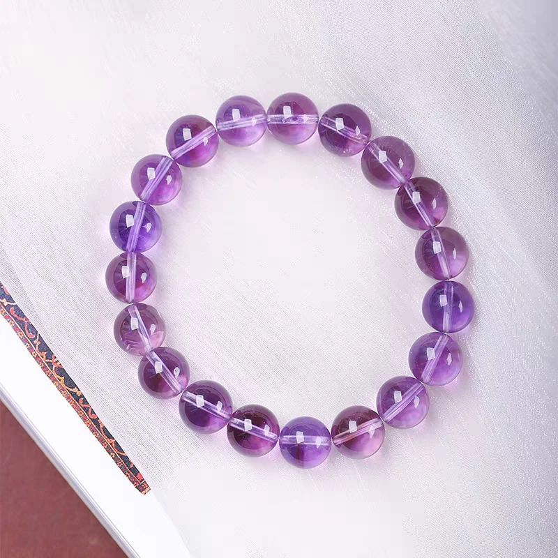 天然紫水晶高雅时尚百搭女手链节日礼物天然水晶紫晶手串配手饰品