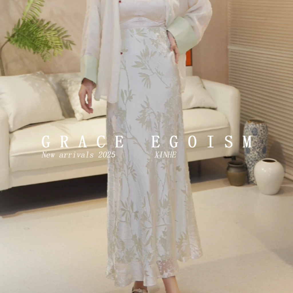 【金禾专属】夏季时尚气质复古雕花镂空中国风显瘦半身裙1244