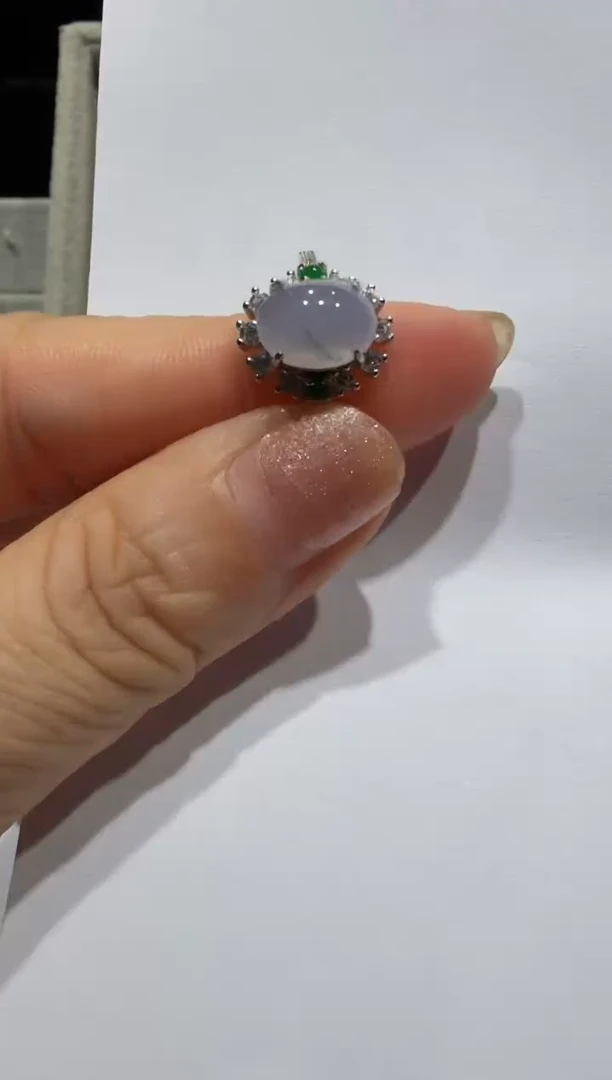 银S925镶嵌戒指翡翠925银镶缅甸A货翡翠戒指