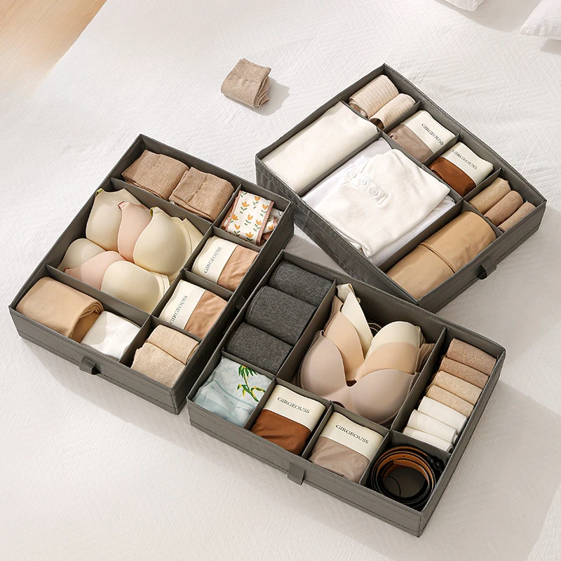 衣服收纳盒家用放文胸内裤袜子空盒大容量布艺抽屉式可折叠整理盒