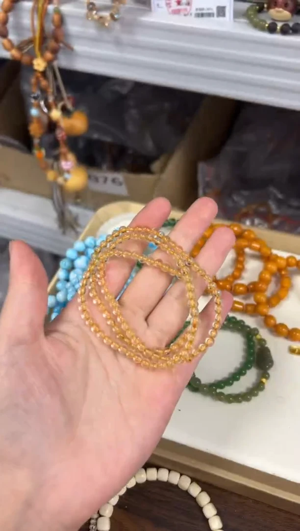 未镶嵌颈饰水晶金发晶小米珠多圈手链[1848]