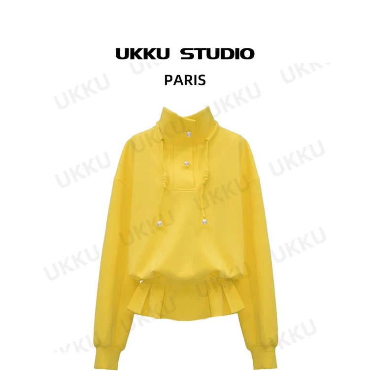 小文【UKKUSTUDIO】秋冬时尚长袖百搭气质设计师韩版卫衣312550