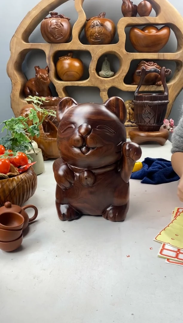 香樟木A65招财猫/尺寸