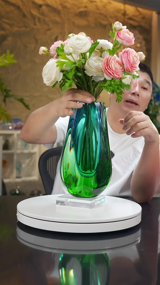 手工艺品琉璃蓝绿色设计款花器