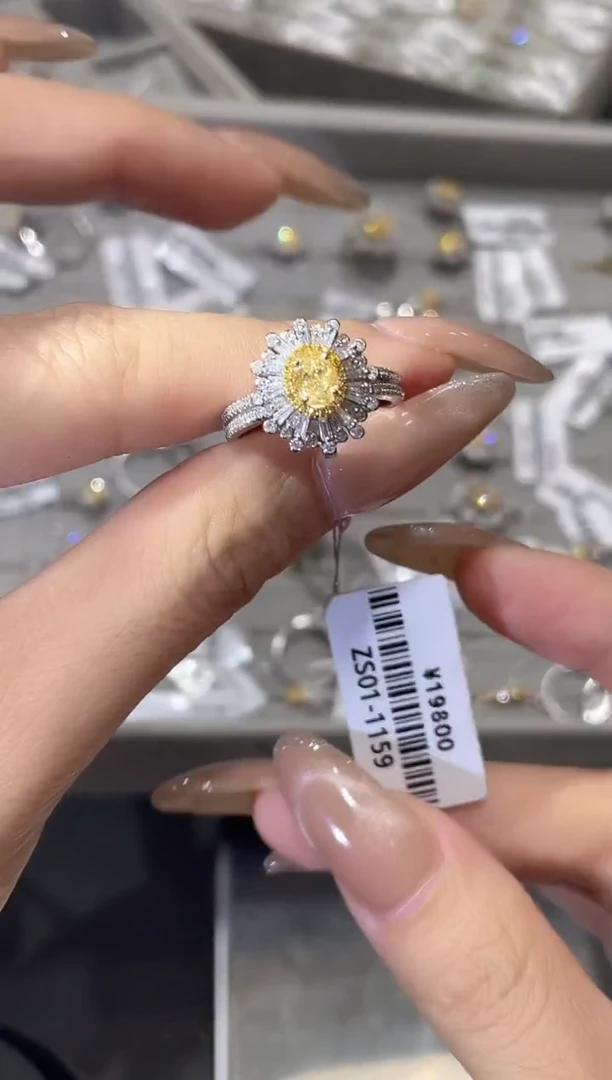 18K金镶嵌戒指钻石黄钻戒指YT