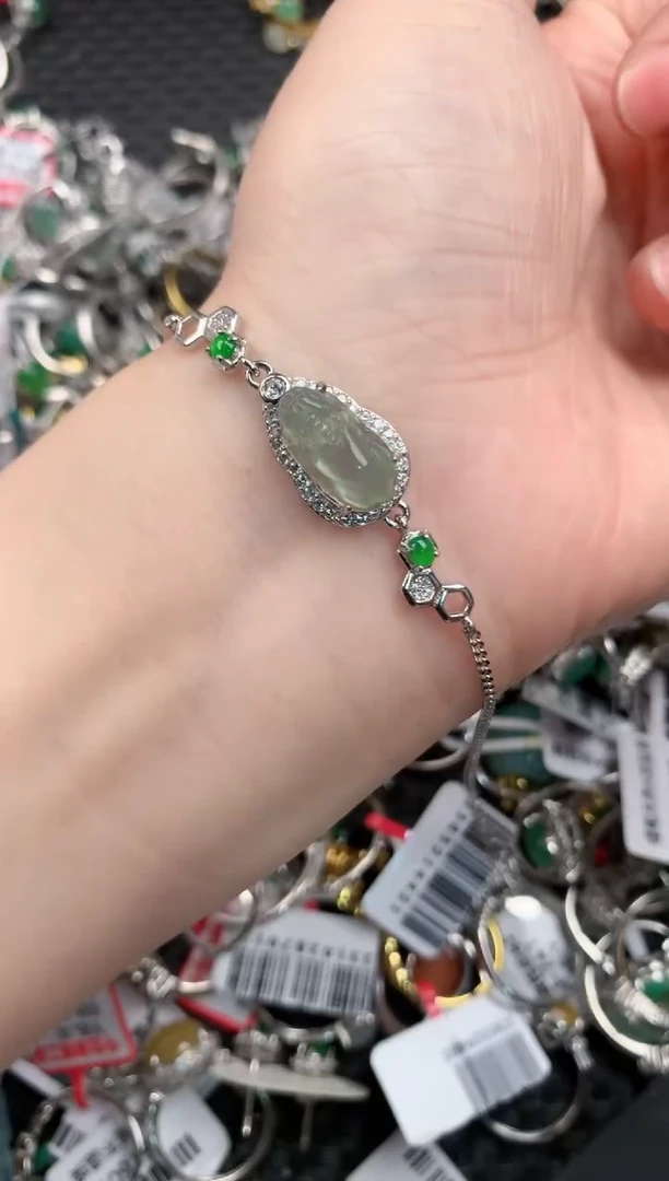 银S925镶嵌戒指翡翠66---3