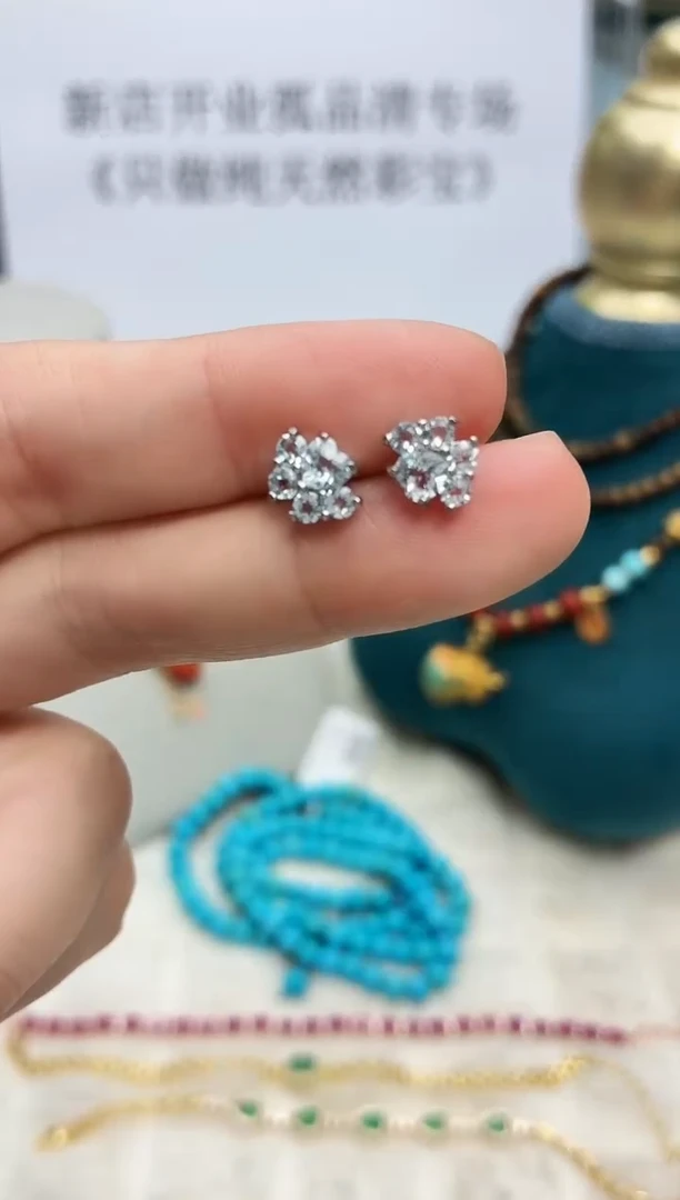 银S925镶嵌戒圈海蓝宝石230ZB1207产品一个（多样性）