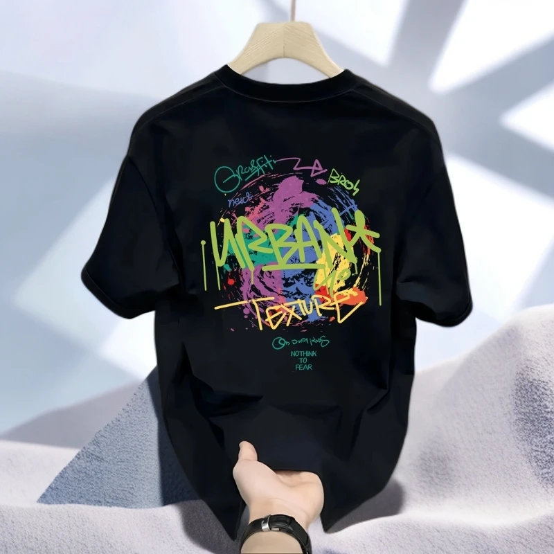 仓石一树潮牌白色短袖t恤男士夏季新款时尚百搭印花圆领半袖上衣