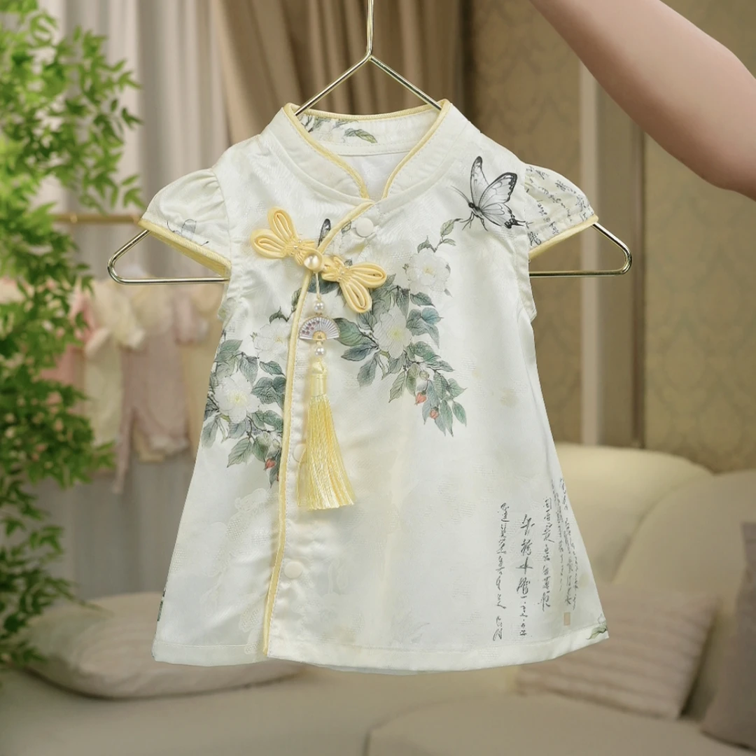 汉服女童2025夏装新款新中式雪纺旗袍连衣裙宝宝周岁礼服公主裙子