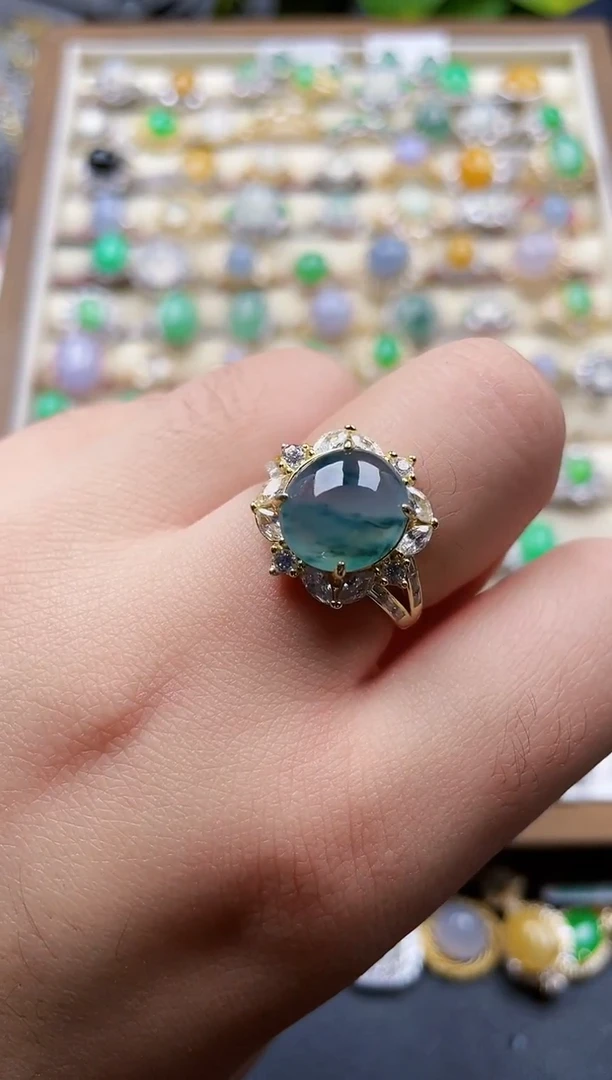 银S925镶嵌戒指翡翠128