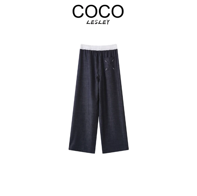 【COCO LESLEY】撞色阔腿裤休闲裤南油女裤夏季直筒裤高腰D2233