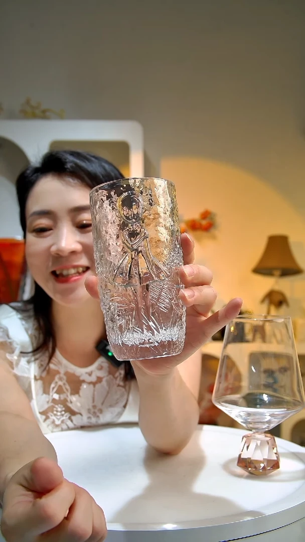 平底款水晶玻璃2只天使艺术杯高款999号