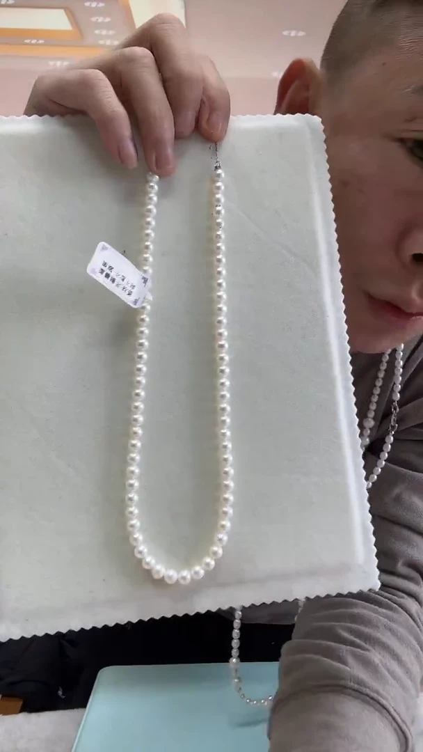 项链银S925镶嵌淡水珍珠5-6mm珍珠项链