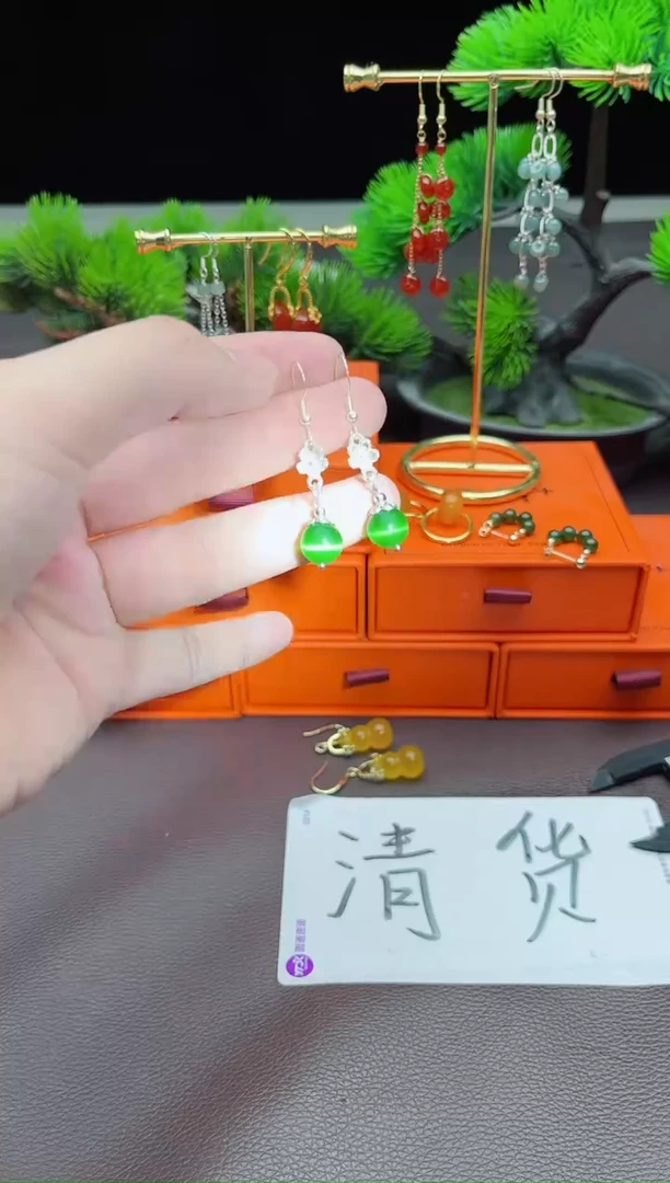 玛瑙/玉髓耳钉银S925镶嵌212