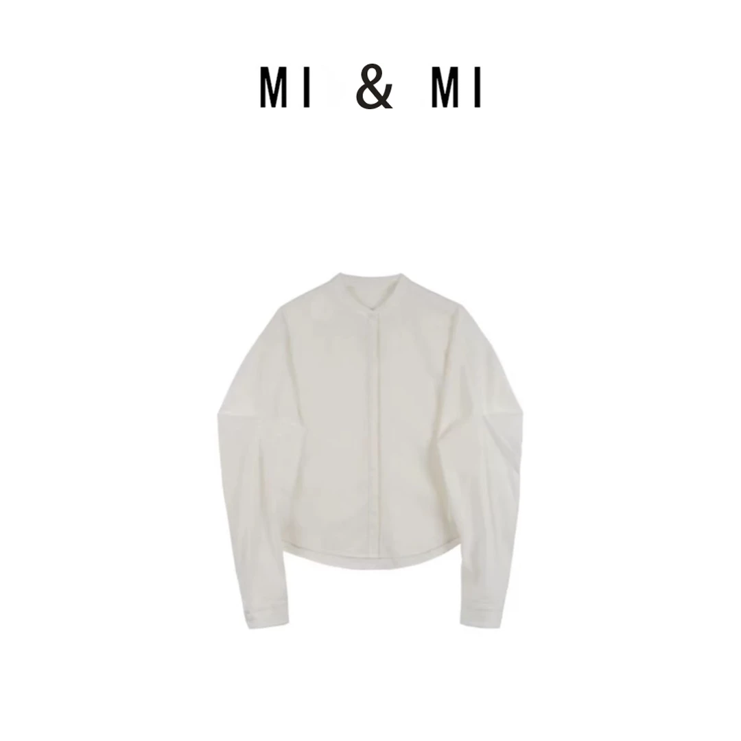 MI & MI 圆领设计长袖衬衣简约百搭时尚圆领衬衫 2502-027