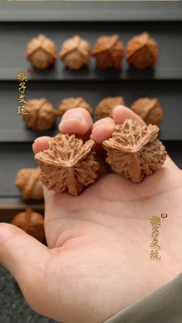 把件文玩核桃盘山三棱 转圈36mm