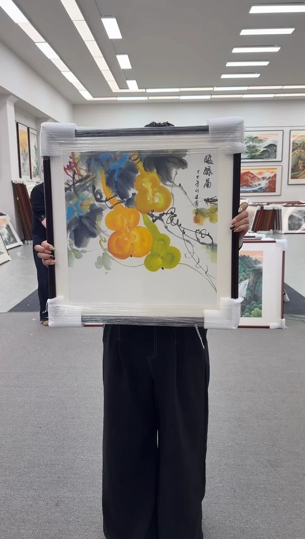 国画手绘  60*60   五福图