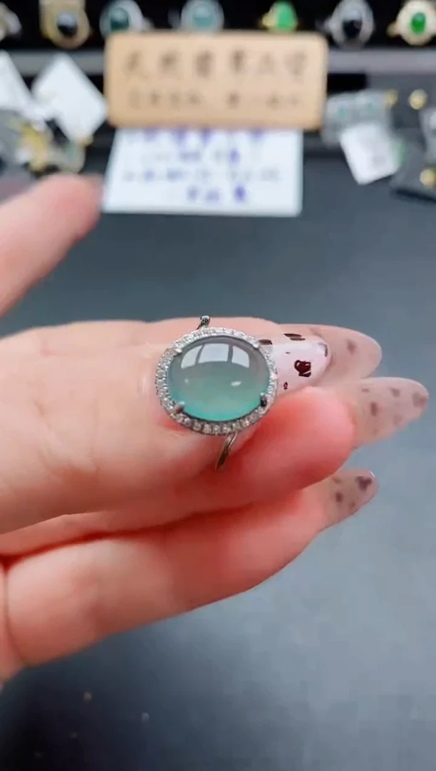 银S925镶嵌戒指翡翠1