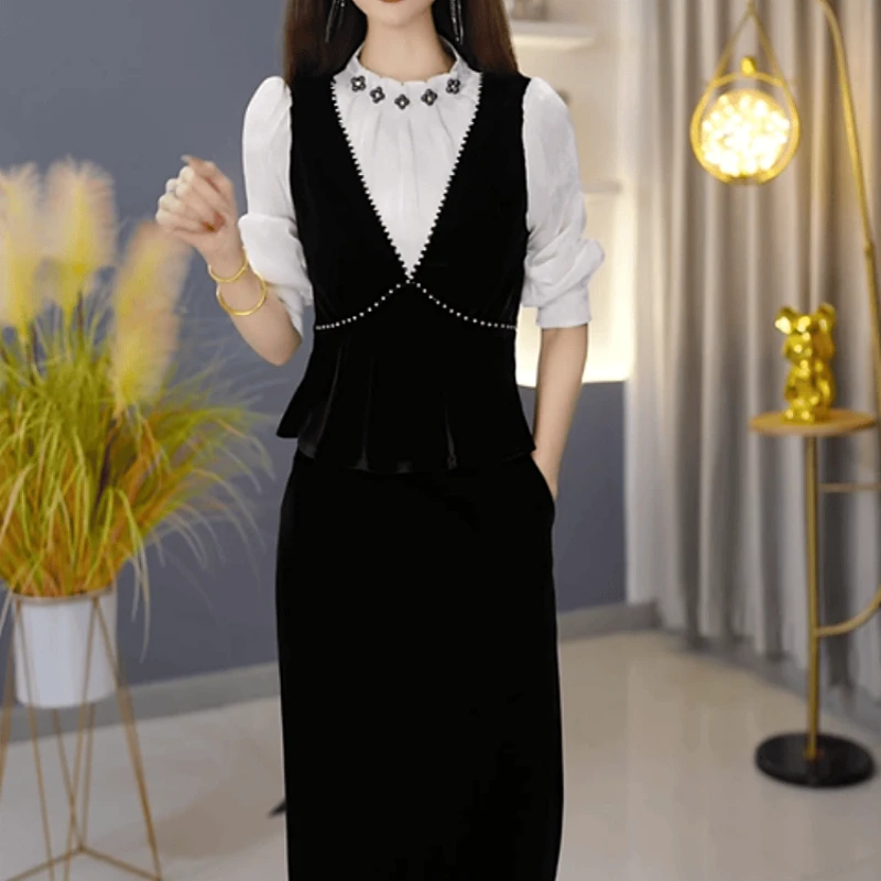 A587【上衣+半身裙】2025早秋新款优雅气质高档洋气上档次套装裙