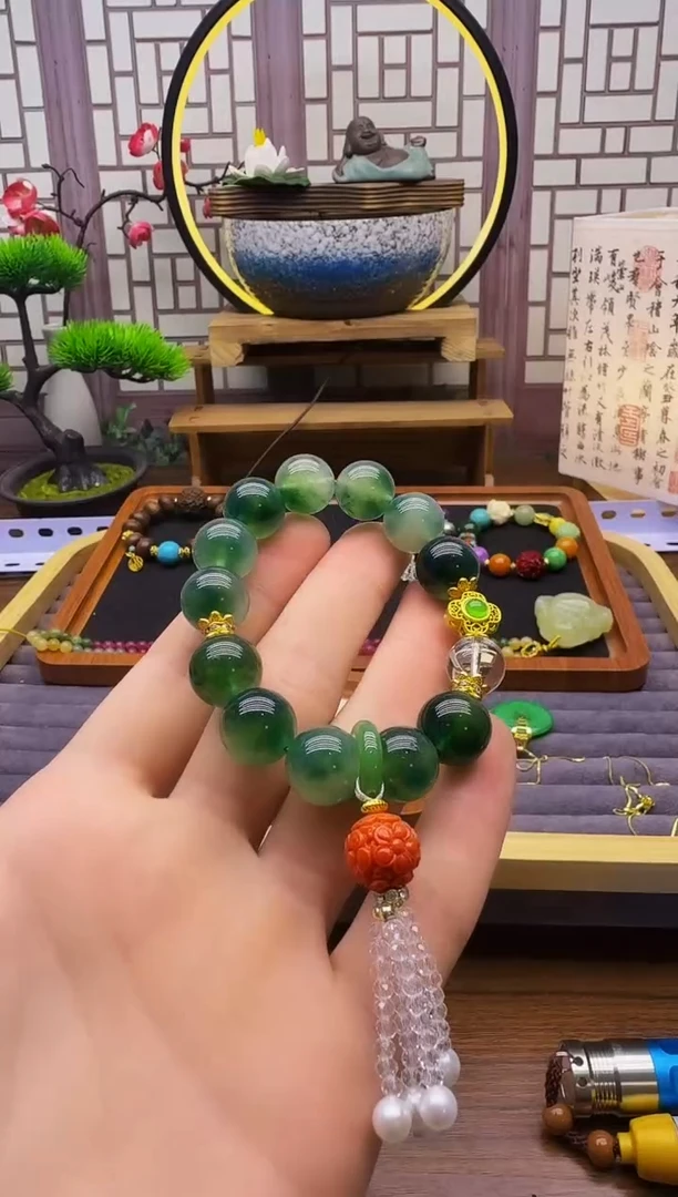 14K金镶嵌手链翡翠S298