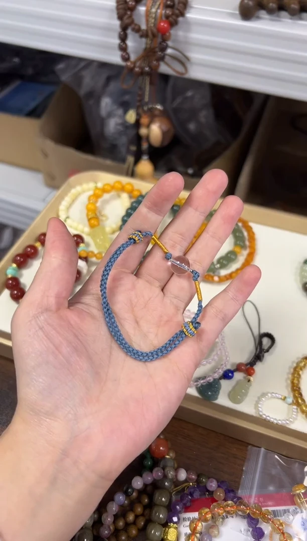 水晶手链未镶嵌双A白水晶圆珠编制手绳[1974]