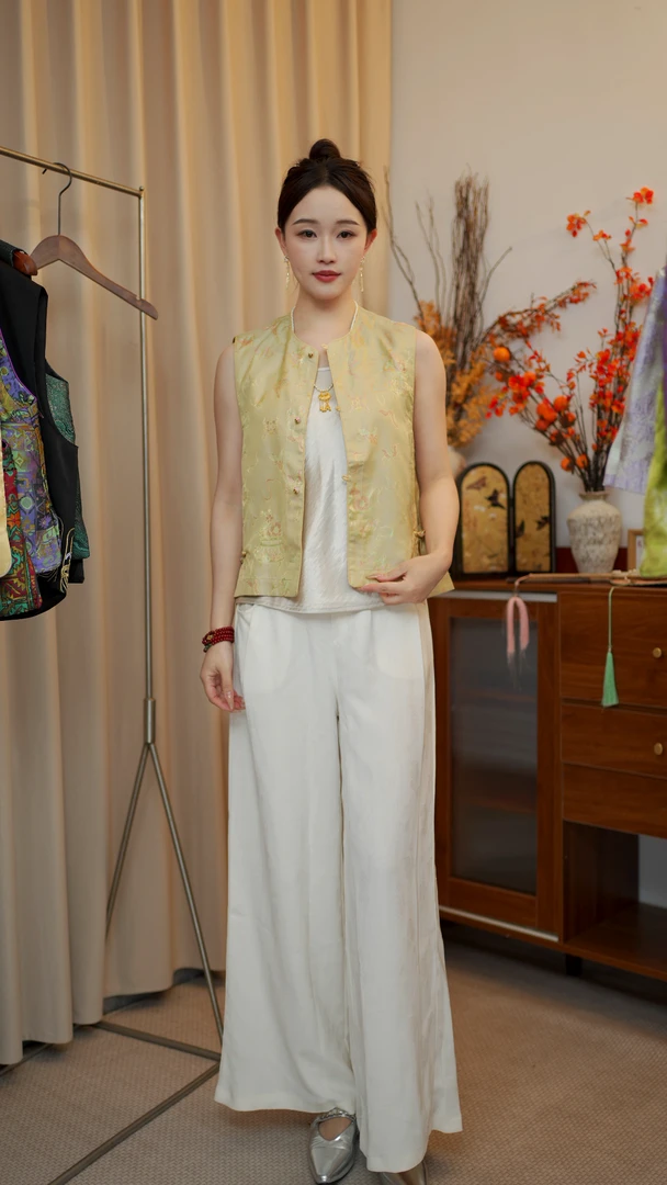 CHUNTIAN/如意【敦煌】新中式异色萝双面双穿马甲