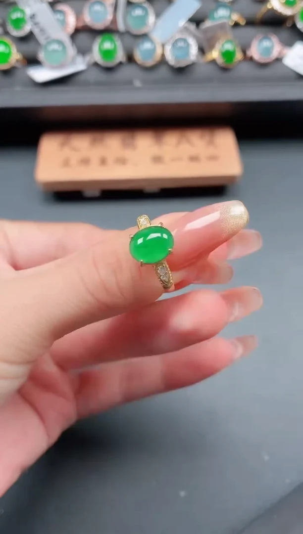 银S925镶嵌戒指翡翠1