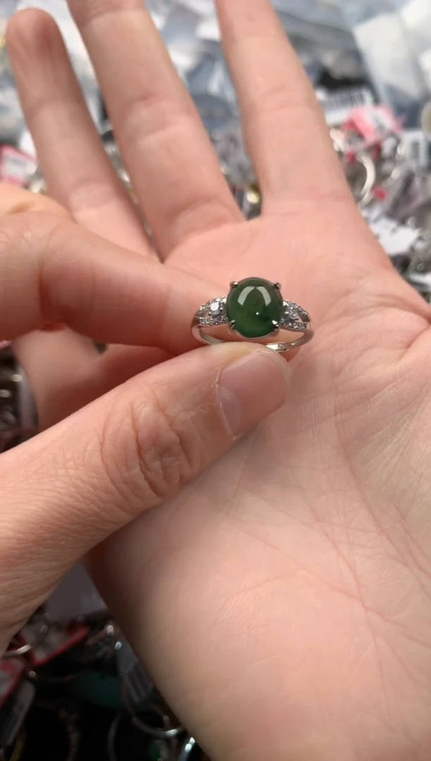 银S925镶嵌戒指翡翠111     10