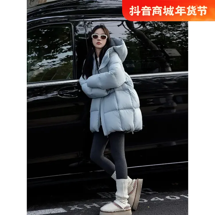【轻柔泡芙】肤感轻盈无胆直充韩版90白鸭绒中长款保暖羽绒服#010T