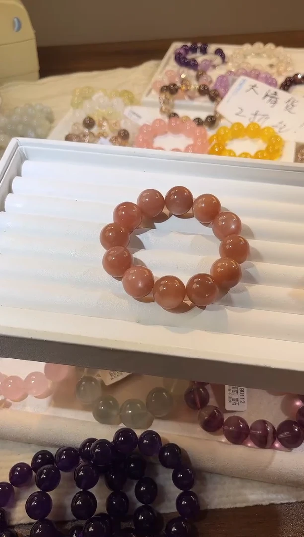 合成欧泊未镶嵌手串多样性发一Q28橙茶月光17mm