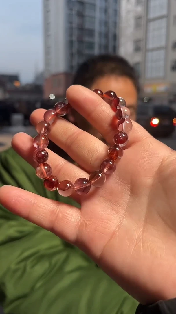 【闪购商品】水晶手链未镶嵌天然红胶花手串多样性发一9mm