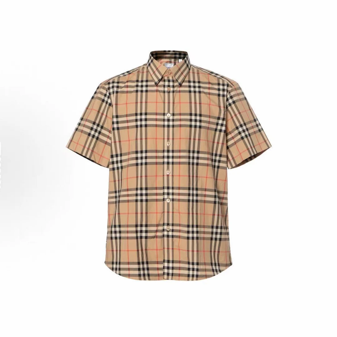 Burberry博柏利 经典复古格纹短袖衬衫 男款