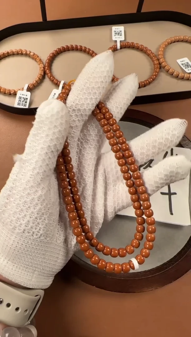 手串橄榄核6.7mm老挝核尖108，老挝树王料子，面无白孔道三花