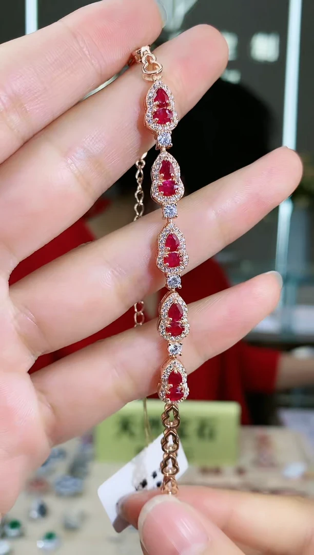 【闪购商品】红宝石手链银S925镶嵌手链