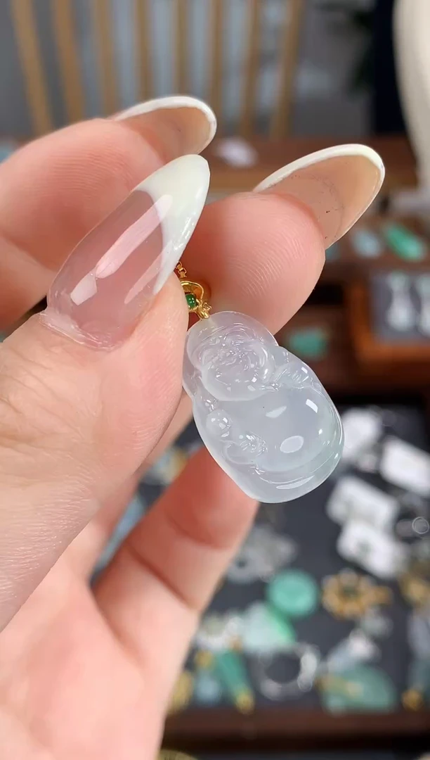 【闪购商品】翡翠吊坠(不含链)18K金镶嵌财神