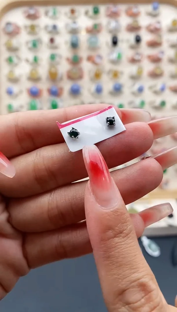 【闪购商品】翡翠戒指银S925镶嵌缅甸天然A货翡翠111  2+10