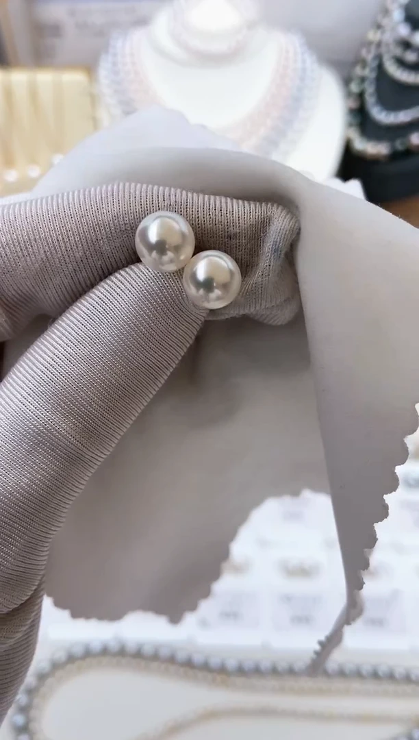 【闪购商品】海水珍珠耳饰18K金镶嵌特选福利7.5-8mm不退不换