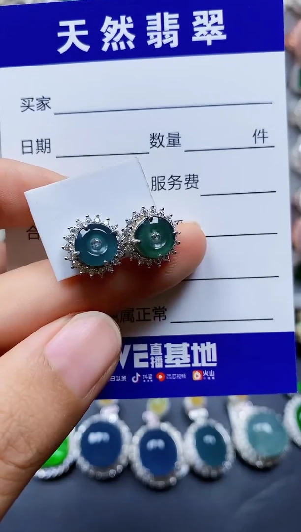 翡翠银S925镶嵌耳饰0010