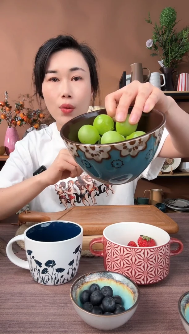 瓷片5.5英寸窑变花碗微瑕