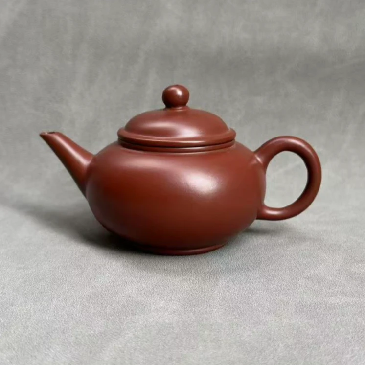 MOSU潮州朱泥茶壶水平壶，茶具紫砂茶壶130毫升家用泡茶小容量