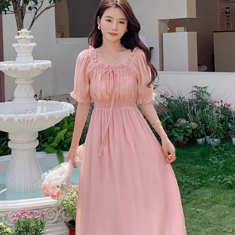 【小梦子家】2008/法式泡泡袖收腰显瘦连衣裙(裙长105