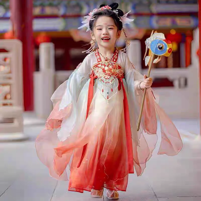 公主8月份飘逸古装汉服民族风小女孩2025中国风仙女女襦裙