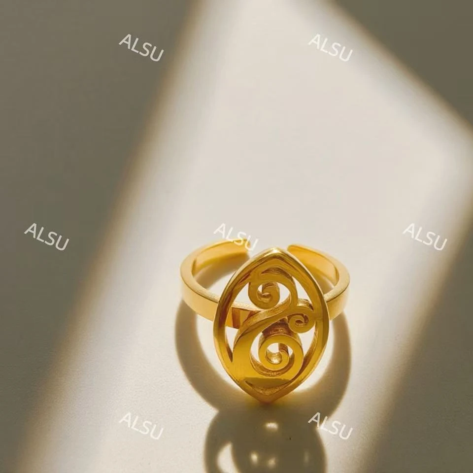 合金戒指 ALSU原创经典民族风新款镂空戒指时尚气质轻奢精致简约